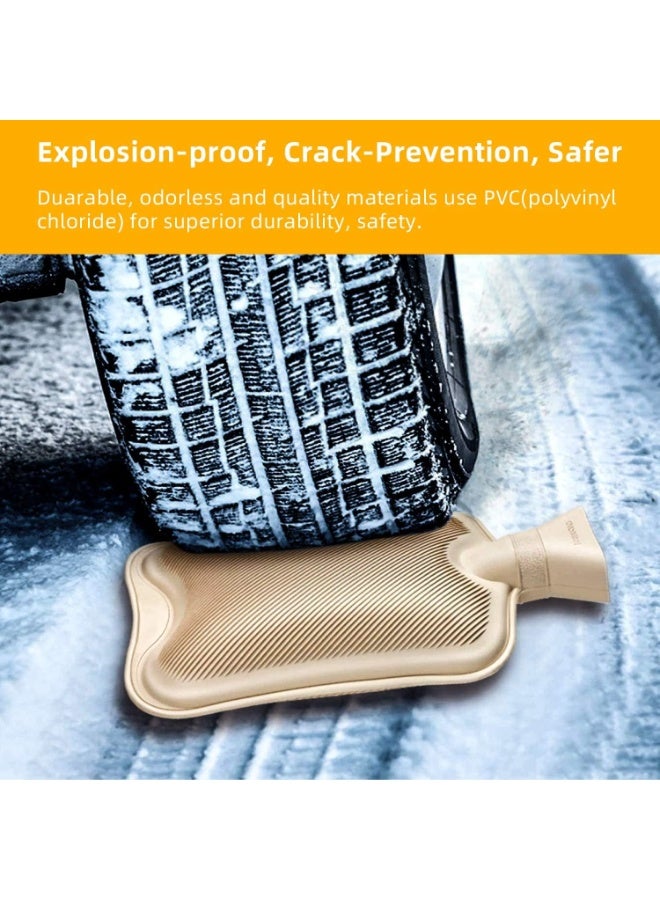 قربة مياه ساخنة طبية (2 لتر) مع غطاء مرن - كيس ماء ساخن مطاطي لتخفيف آلام الرقبة والكتفين - تستخدم ككمادات ساخنة وباردة للعلاج الطبيعي وتدفئة القدمين - Image 4